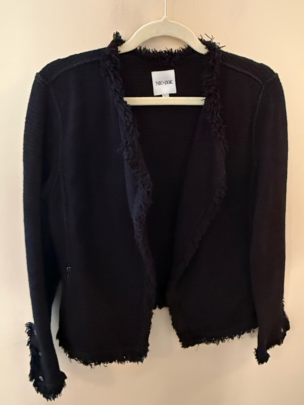 NIC + ZOE BLACK BLAZER cotton blend size Large